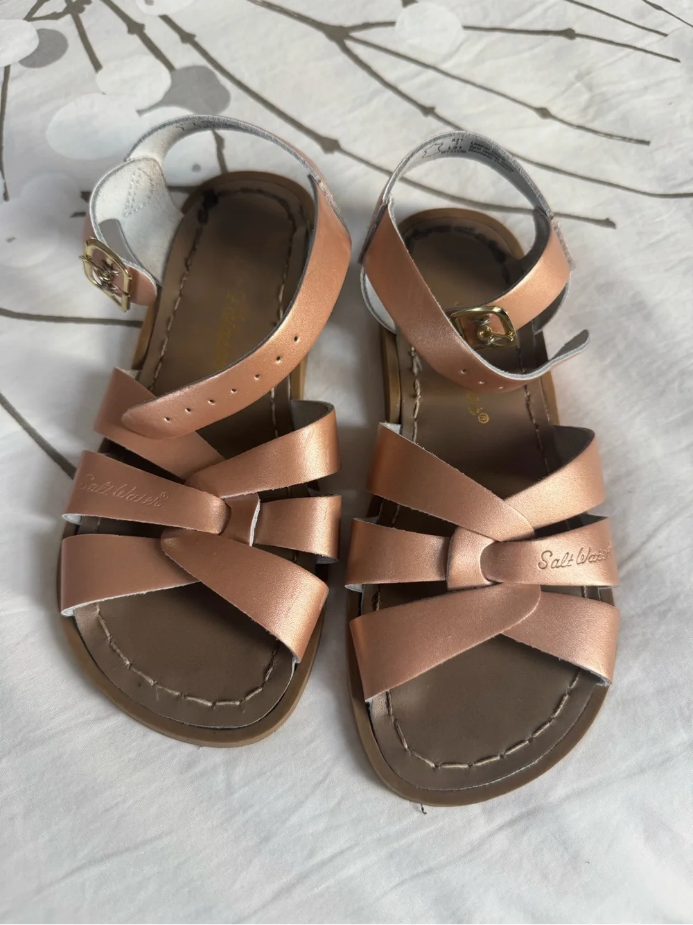 Salt Water Classic Rose Gold Leather kids  Sandals